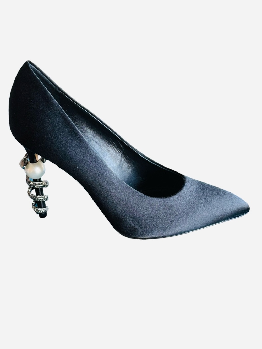Chanel Black Satin Serpent Pumps 2016 Pre-Fall Paris-Rome Collection Size 36.5 - Picture 5 of 10